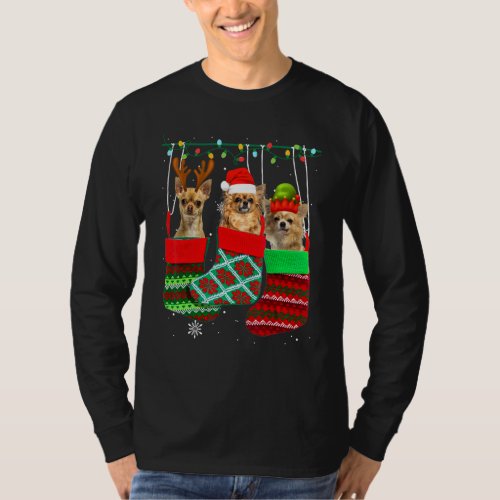 Dog Chihuahua Christmas Socks  Xmas Pajama Pet Pup T-Shirt