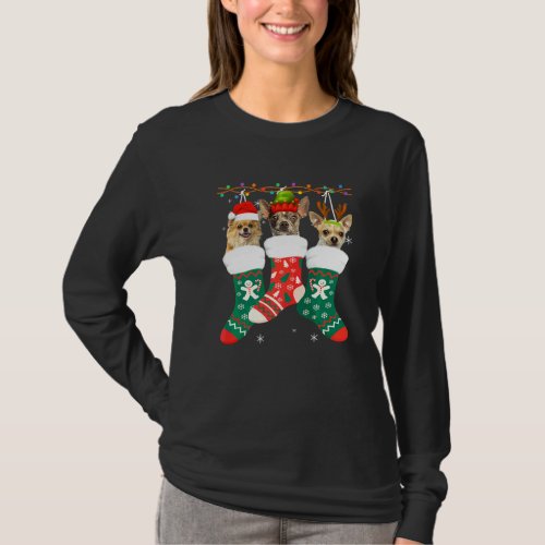 Dog Chihuahua Christmas Socks Xmas Pajama Pet Pupp T-Shirt