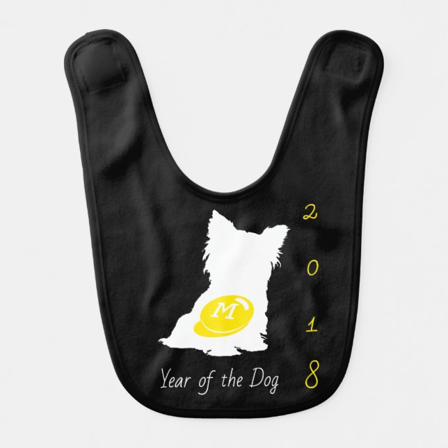 Dog Chinese New Year Monogram New Baby Bib (Front)