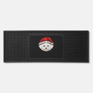 Dog Christmas Bichon Santa Hat On A Bichon Frise E Bar Mat