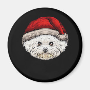 Dog Christmas Bichon Santa Hat On A Bichon Frise E Magnet