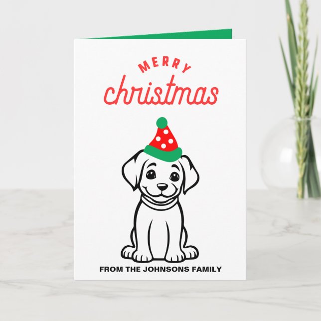 Dog Christmas Card, Personalized Cute Xmas Card (Front)