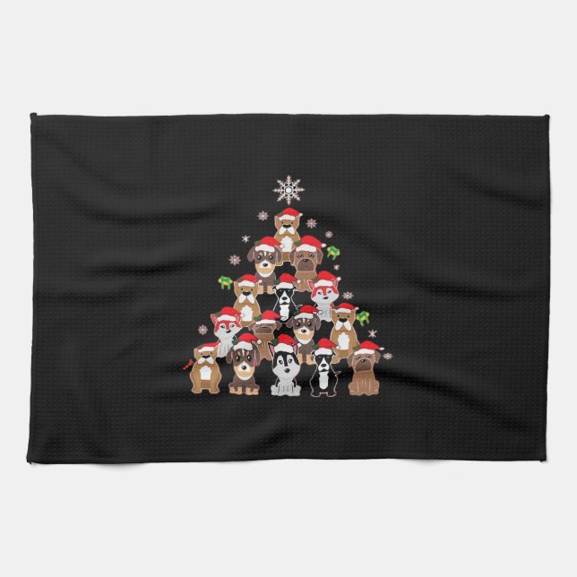 Dog Christmas Classic T-Shirt Kitchen Towel (Horizontal)