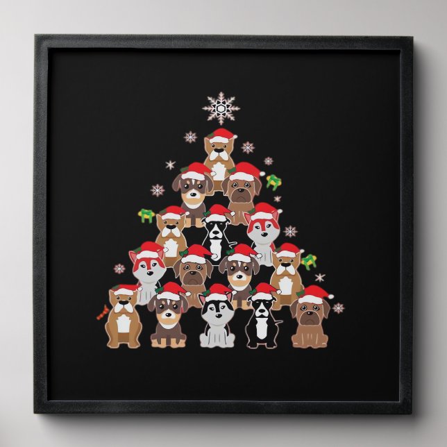 Dog Christmas Classic T-Shirt Peel And Stick Photo Tile (Front Set)