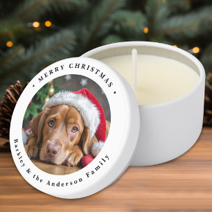 Dog Christmas Custom Photo Modern Festive Puppy Mini Candle Favors