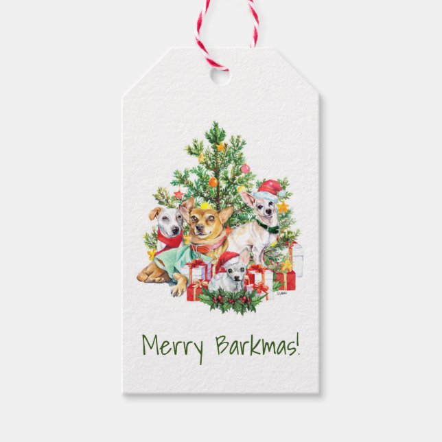 Dog Christmas Gift Tags - Merry Barkmas (Front)