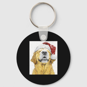 Dog Christmas Golden Retriever Tops Keychain