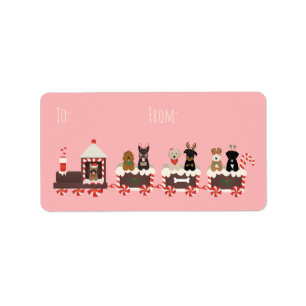 Dog Christmas Holiday Train Label