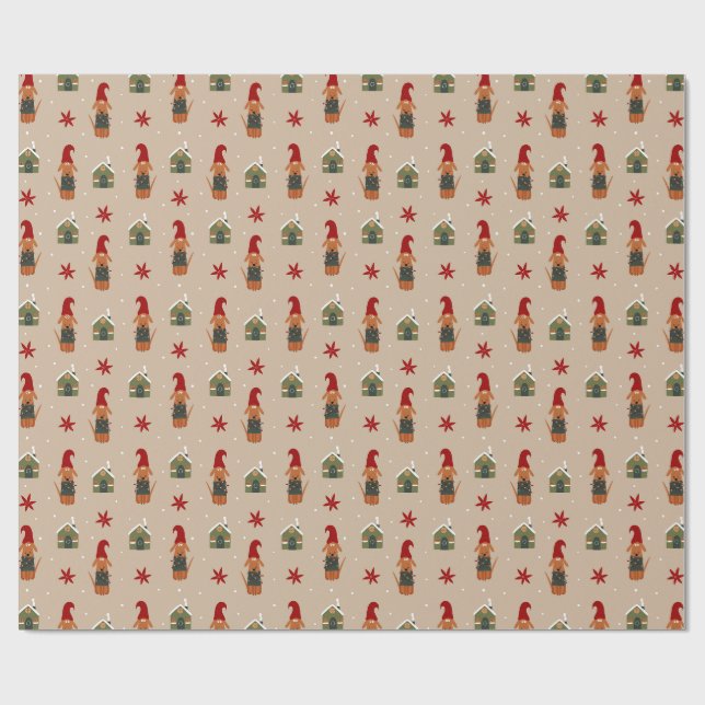 Dog Christmas Lights Mischief Pattern Wrapping Paper (Flat)