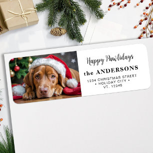 Dog Christmas Modern Custom Photo Return Address Label