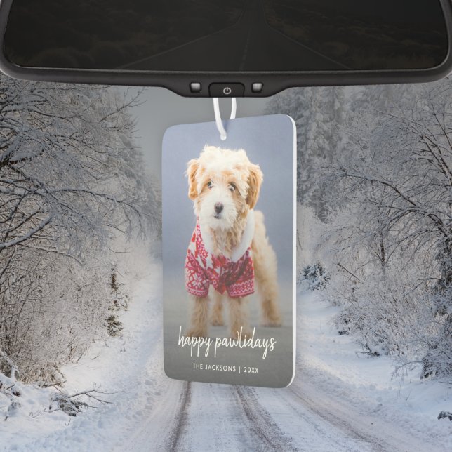 Dog Christmas | Modern Cute Puppy Happy Pawlidays Air Freshener (Creator Uploaded)