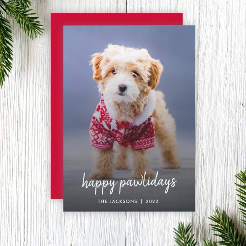 Dog Christmas  Modern Cute Puppy Happy Pawlidays Holiday Card