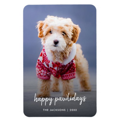 Dog Christmas  Modern Cute Puppy Happy Pawlidays Magnet