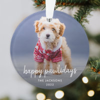Dog Christmas | Modern Cute Puppy Happy Pawlidays Ornament