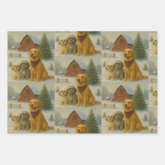 Dog Christmas Ornament Wrapping Paper Sheets
