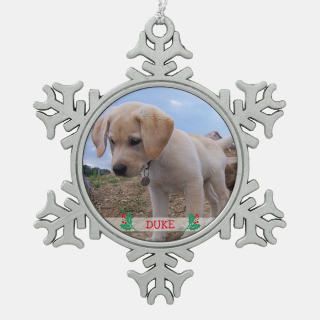 Dog Christmas Ornaments Pewter Personalized Photo (Front)