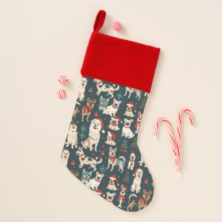 Dog Christmas Pattern Stocking