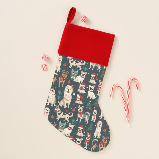 Dog Christmas Pattern Stocking (Front)