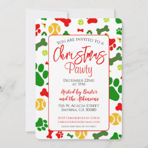 Dog Christmas Pawty Holiday Party Invitation