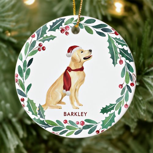Dog Christmas Personalized Pet Golden Retriever  Ceramic Ornament