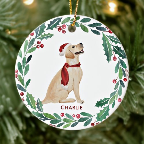 Dog Christmas Personalized Pet Yellow Labrador Ceramic Ornament