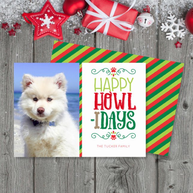 Dog Christmas Photo Happy Howlidays Holiday Card (Creator Uploaded)