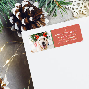 Dog Christmas Photo Happy Pawlidays Address Label