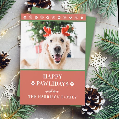 Dog Christmas Photo Happy Pawlidays Holiday Card