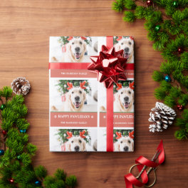 Dog Christmas Photo Happy Pawlidays Wrapping Paper