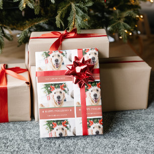 Dog Christmas Photo Happy Pawlidays Wrapping Paper