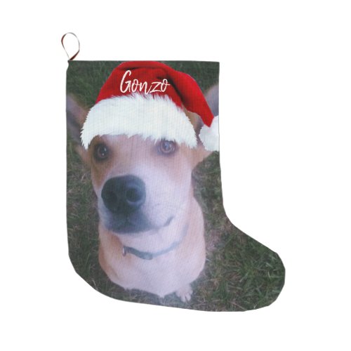 Dog Christmas Photo Personalized Name Large Christmas Stocking