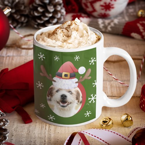 Dog Christmas Photos w Santa Reindeer Antler Hats Coffee Mug