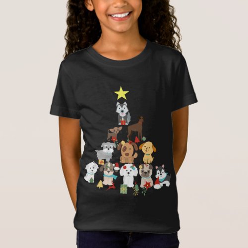 Dog Christmas Tree Cute Funny Dogs Xmas Gift T_Shirt