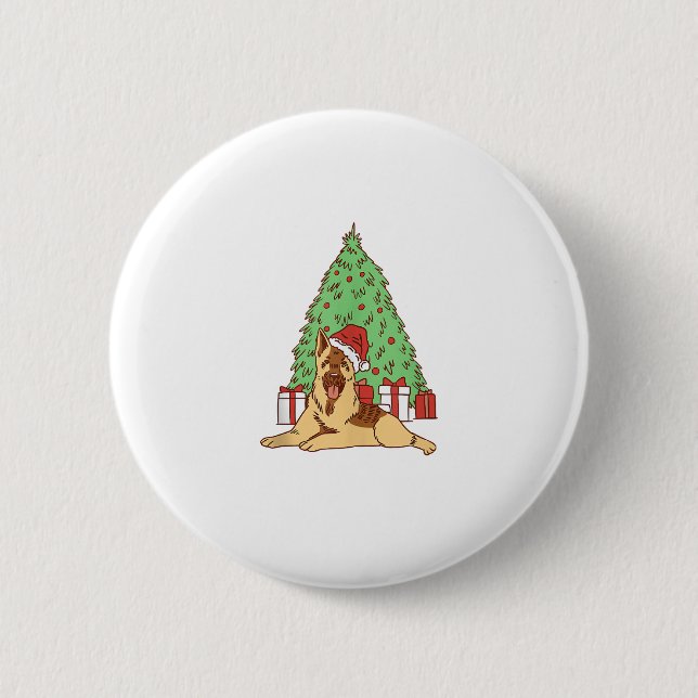 Dog Christmas Tree - Funny Christmas  Button (Front)