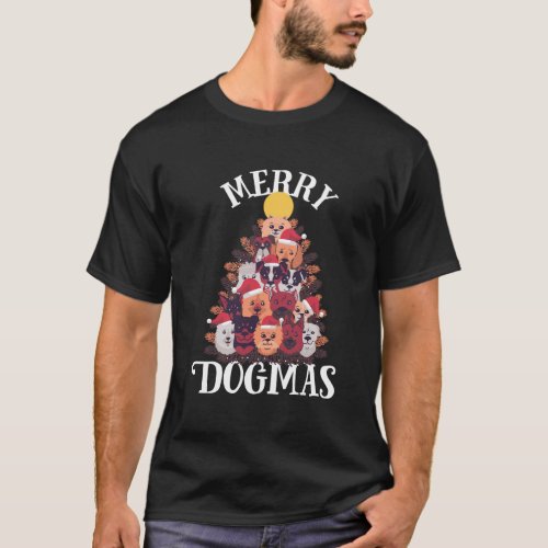 Dog Christmas Tree Merry Dogmas T_Shirt