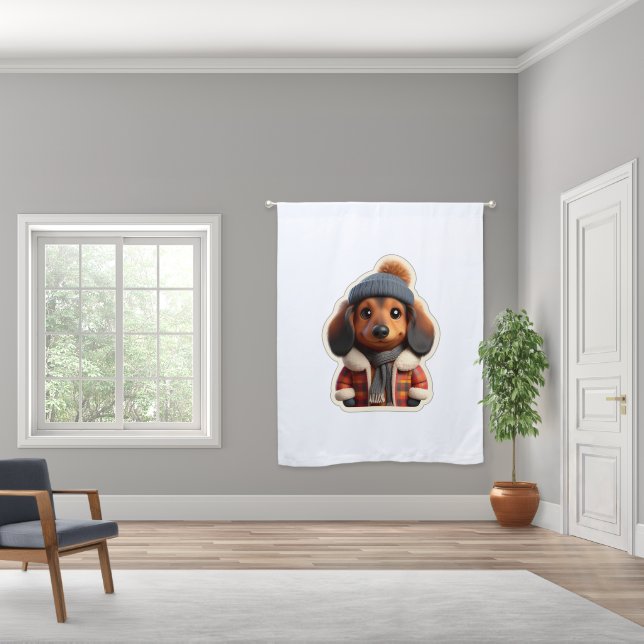 Dog clothes dog hat winter AI character comical Blackout Curtains (Wide)