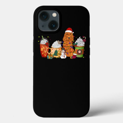 Dog Cocker Spaniel Coffee Christmas With Santa Hat iPhone 13 Case