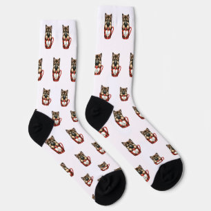 Dog Coffee Lover Pattern Cute Pet Aesthetic Design Socks
