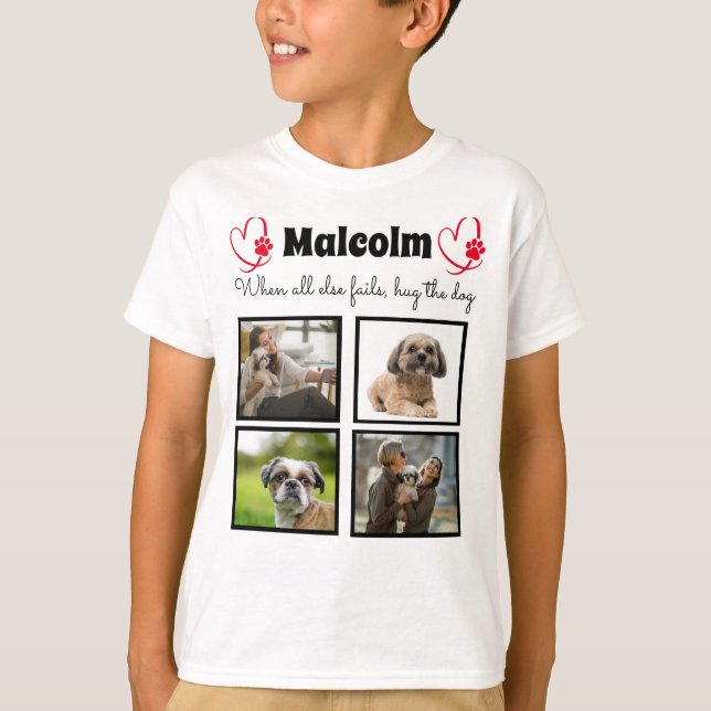 Dog collage - customized 4 photo t-shirt for boys (Front)