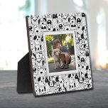 Dog Collage Frameless Photo Easel Back Plaque<br><div class="desc">Made to look dimensional, a border of black and white dogs creates a fun frame for your favorite photo on this tabletop plaque with a built-in easel. The image is put directly on the hardboard panel for a stunningly crisp image with an easy wipe clean surface. Great as a gift...</div>