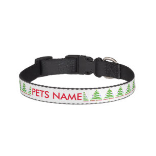 DOG COLLAR - HAPPY HOLIDAYS CHRISTMAS TREE DESIGN