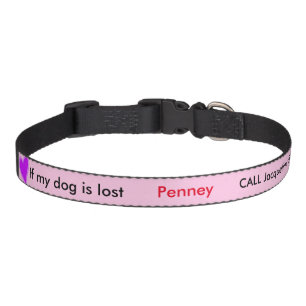 Dog Collar Pet ID Name Phone Number Pink Heart