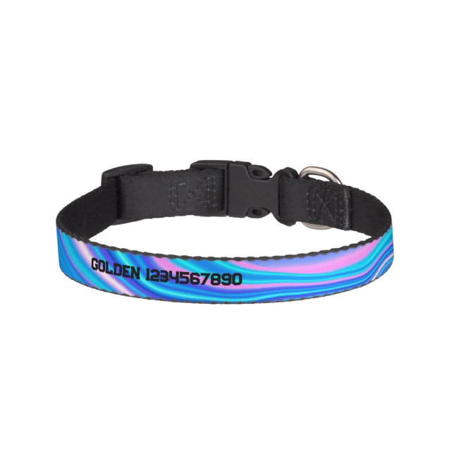 Dog Collar With Blue Abstract Design Customizable  (Front)