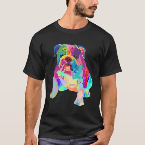 Dog Colorful English Bulldog s T_Shirt