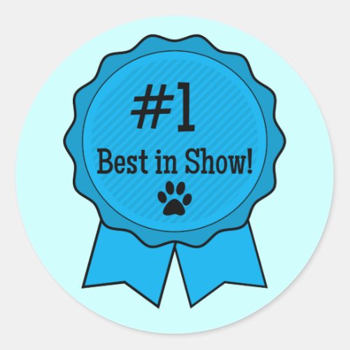 Dog Competition Best in Show Blue Ribbon Classic Round Sticker