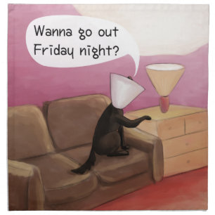 Dog Cone Dating Funny Cartoon Napkin