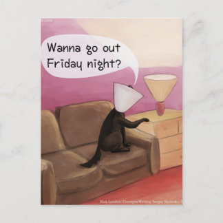 Dog Cone Dating Funny Cartoon Postcard