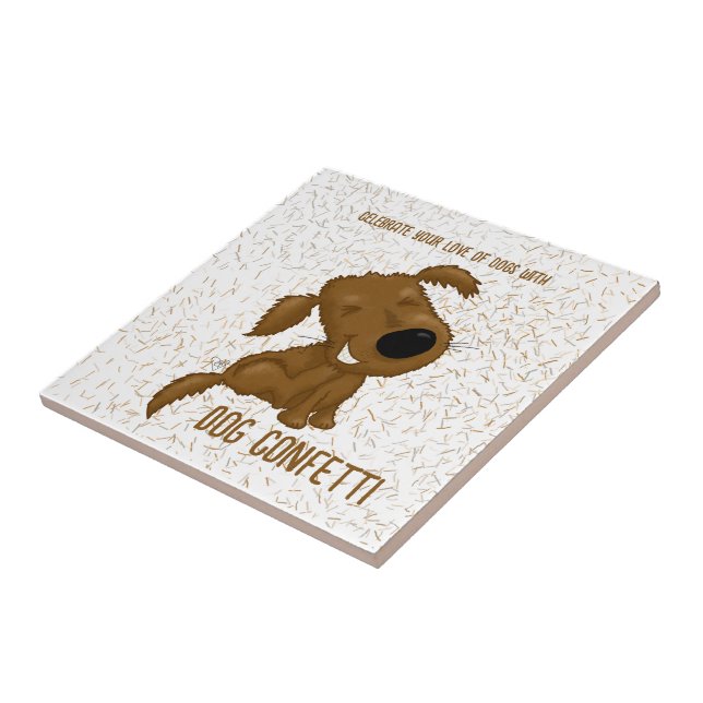 Dog Confetti Shedding Dog Ceramic Tile (Side)
