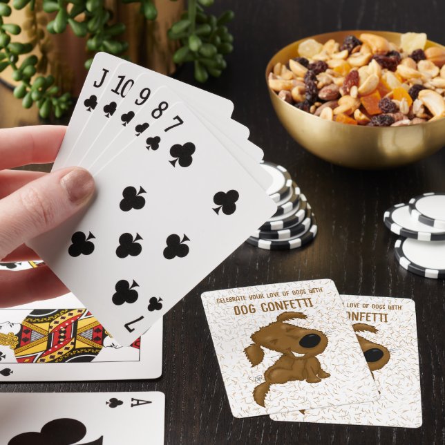 Dog Confetti Shedding Dog Poker Cards (In Situ)