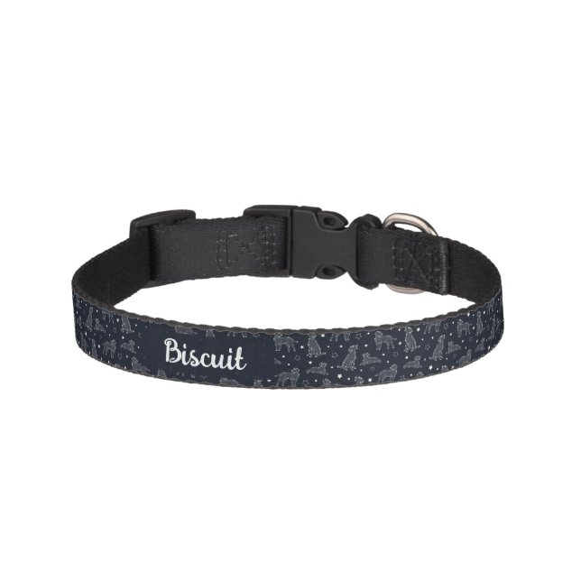 Dog Constellation Black And White Pattern Monogram Pet Collar (Front)